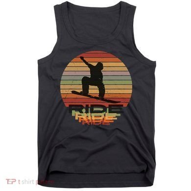 Ride Snowboard Vintage Sunset Distressed Snowboarder Graphic Tank Top