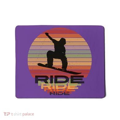 Ride Snowboard Vintage Sunset Distressed Snowboarder Graphic Mousepad