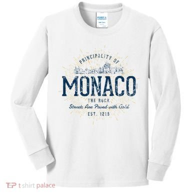 Retro Style Vintage Monaco Kids Long Sleeve Shirt
