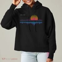 Retrowave Synthwave Vaporwave Sunset Aesthetic Ladies Heavyweight Boxy Pullover Hoodie thumb 0