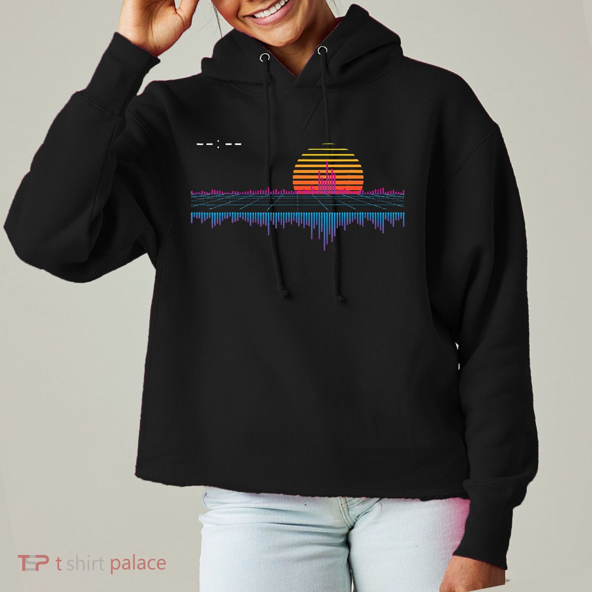 Retrowave Synthwave Vaporwave Sunset Aesthetic Ladies Heavyweight Boxy Pullover Hoodie