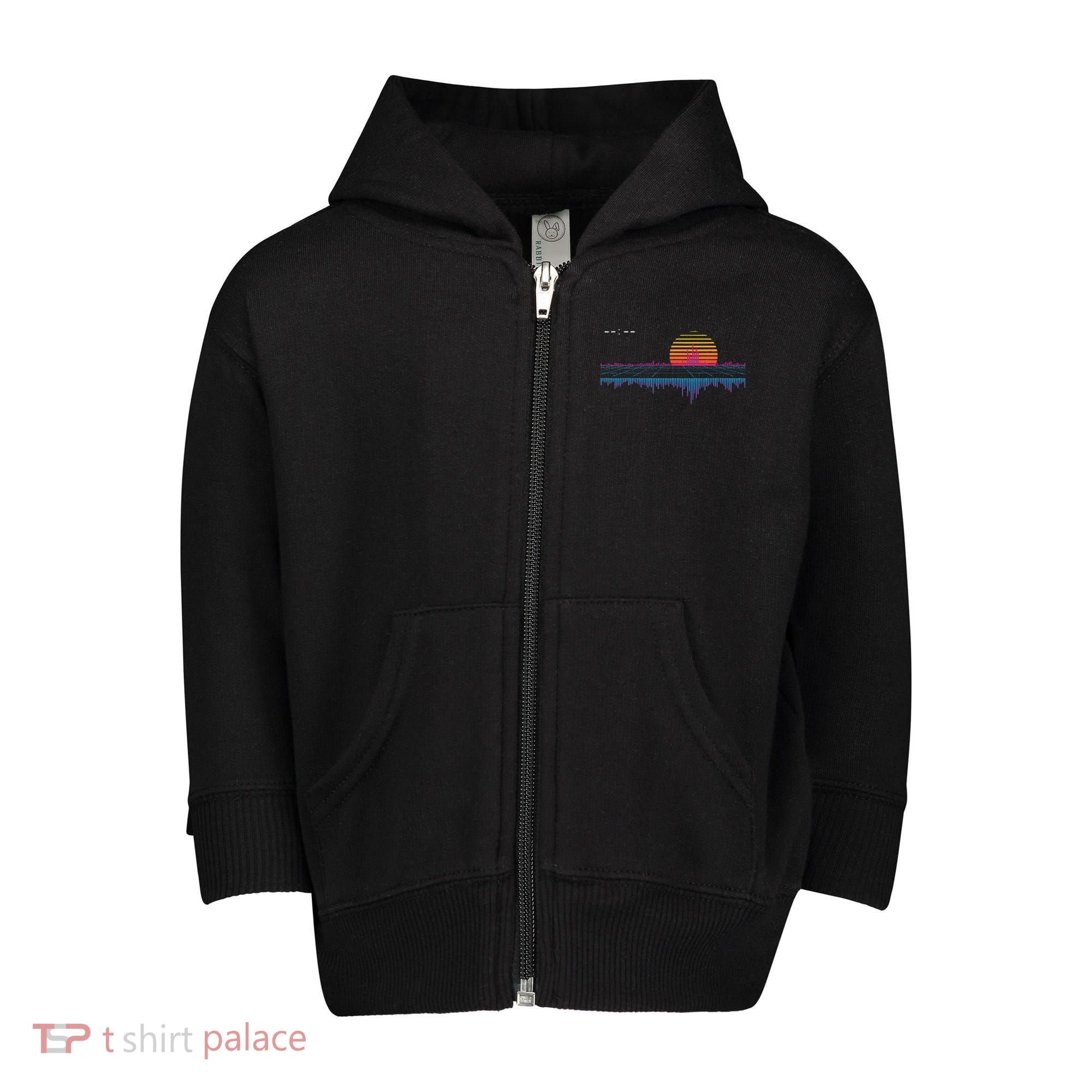Retrowave Synthwave Vaporwave Sunset Aesthetic Toddler Zip Fleece Hoodie
