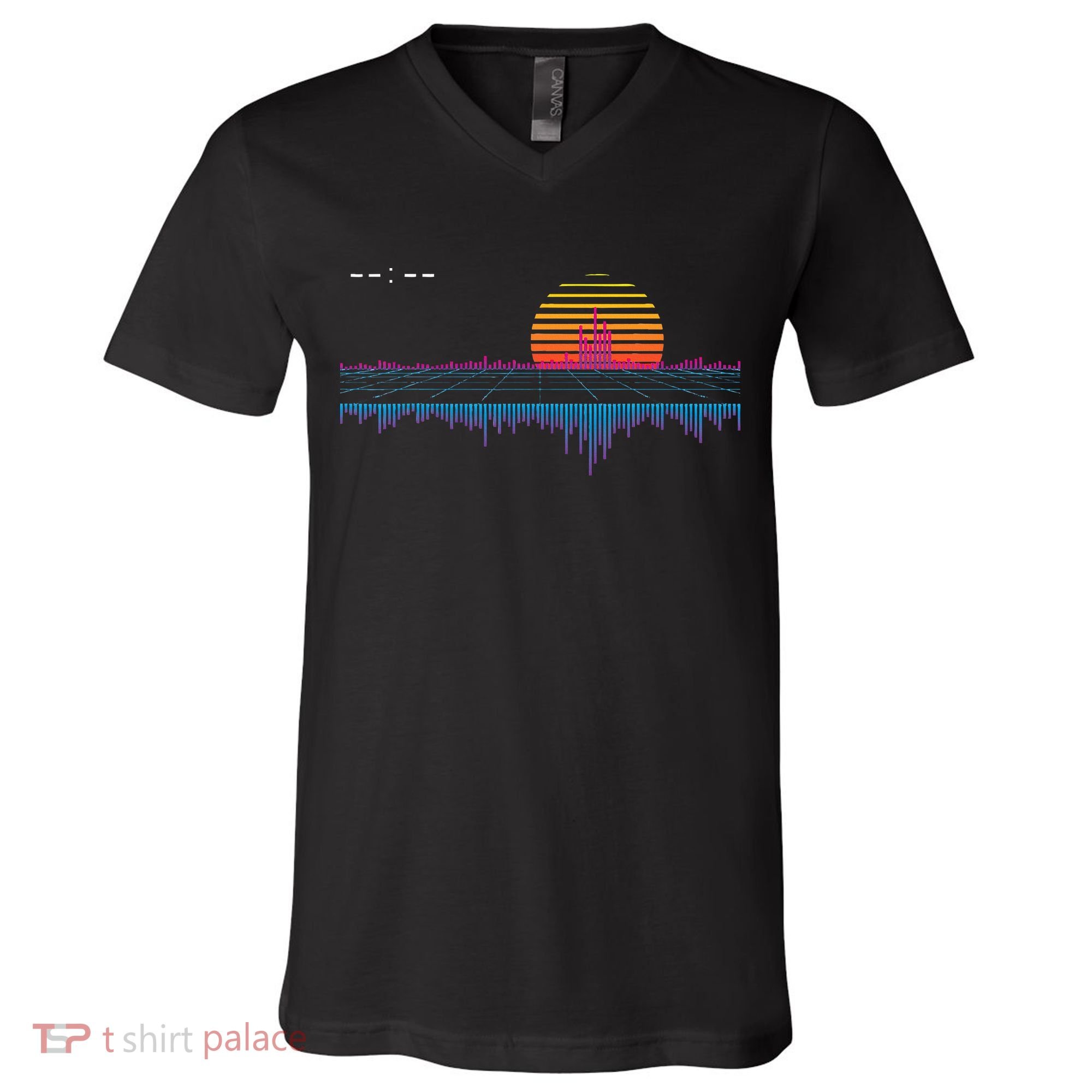 Retrowave Synthwave Vaporwave Sunset Aesthetic V-Neck T-Shirt