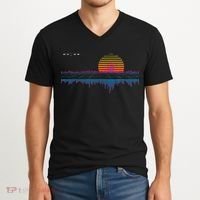 Retrowave Synthwave Vaporwave Sunset Aesthetic V-Neck T-Shirt thumb 2