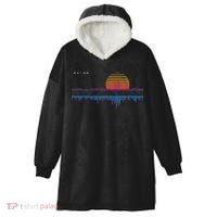 Retrowave Synthwave Vaporwave Sunset Aesthetic Hooded Wearable Blanket thumb 0