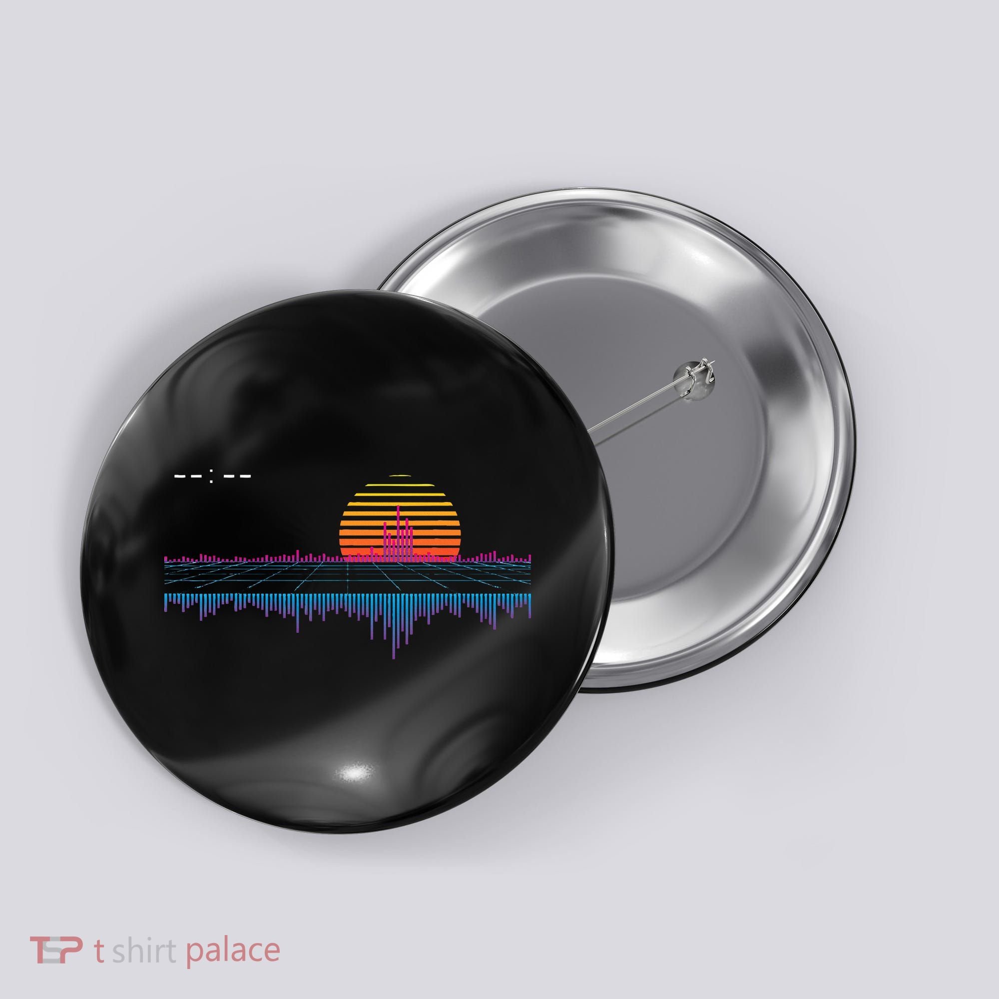Retrowave Synthwave Vaporwave Sunset Aesthetic Button