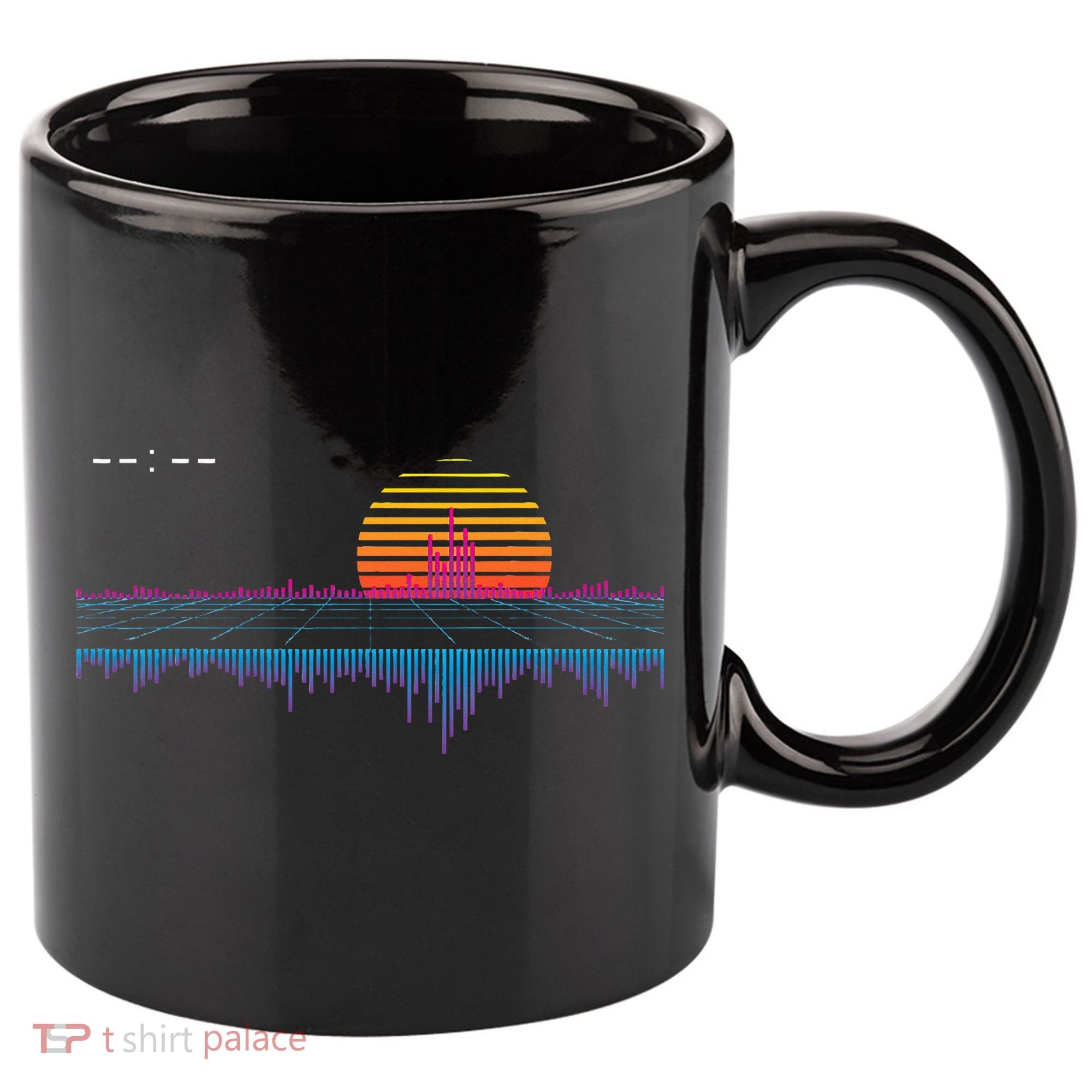 Retrowave Synthwave Vaporwave Sunset Aesthetic 11oz C Handle Ceramic Mug