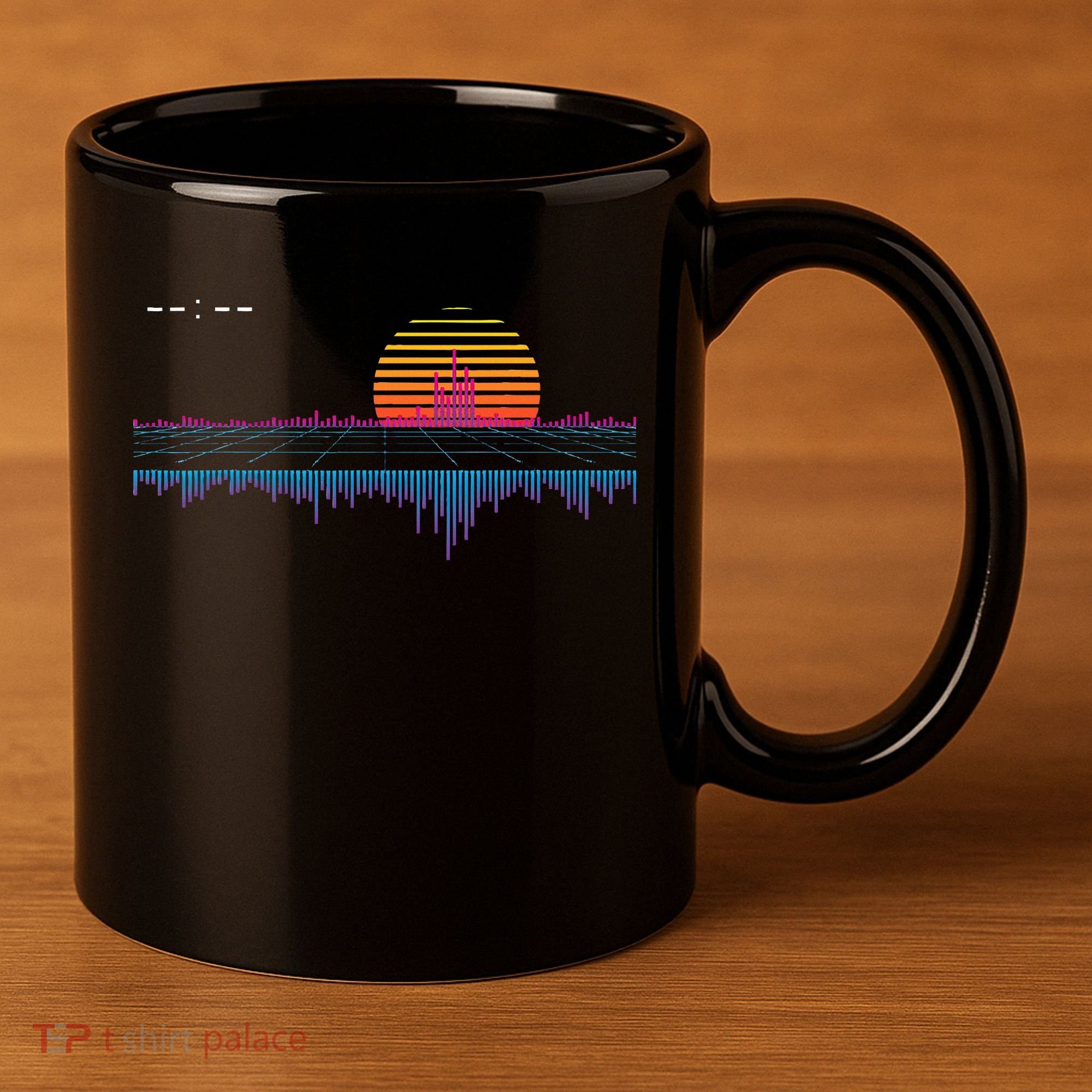 Retrowave Synthwave Vaporwave Sunset Aesthetic 11oz C Handle Ceramic Mug