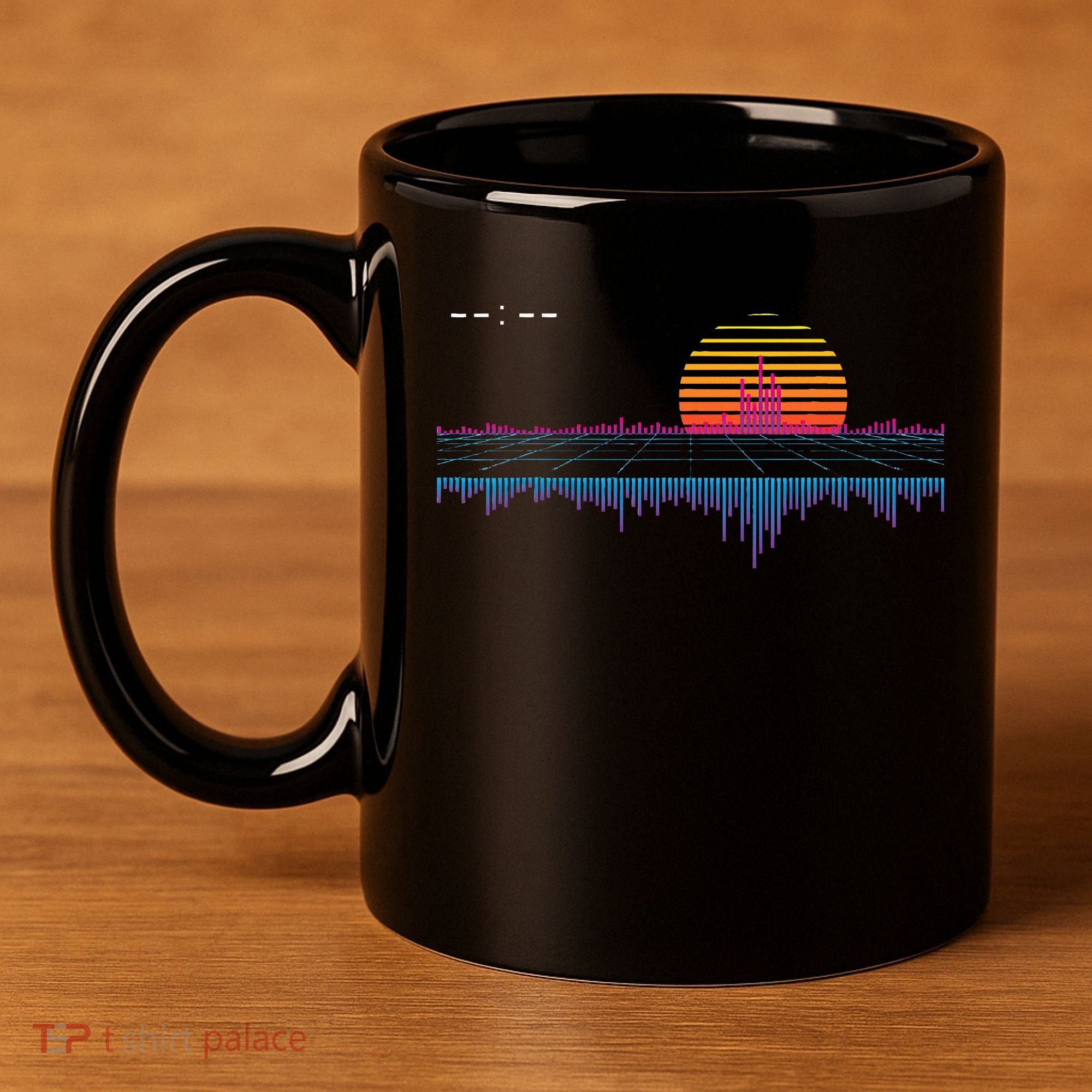 Retrowave Synthwave Vaporwave Sunset Aesthetic 11oz C Handle Ceramic Mug