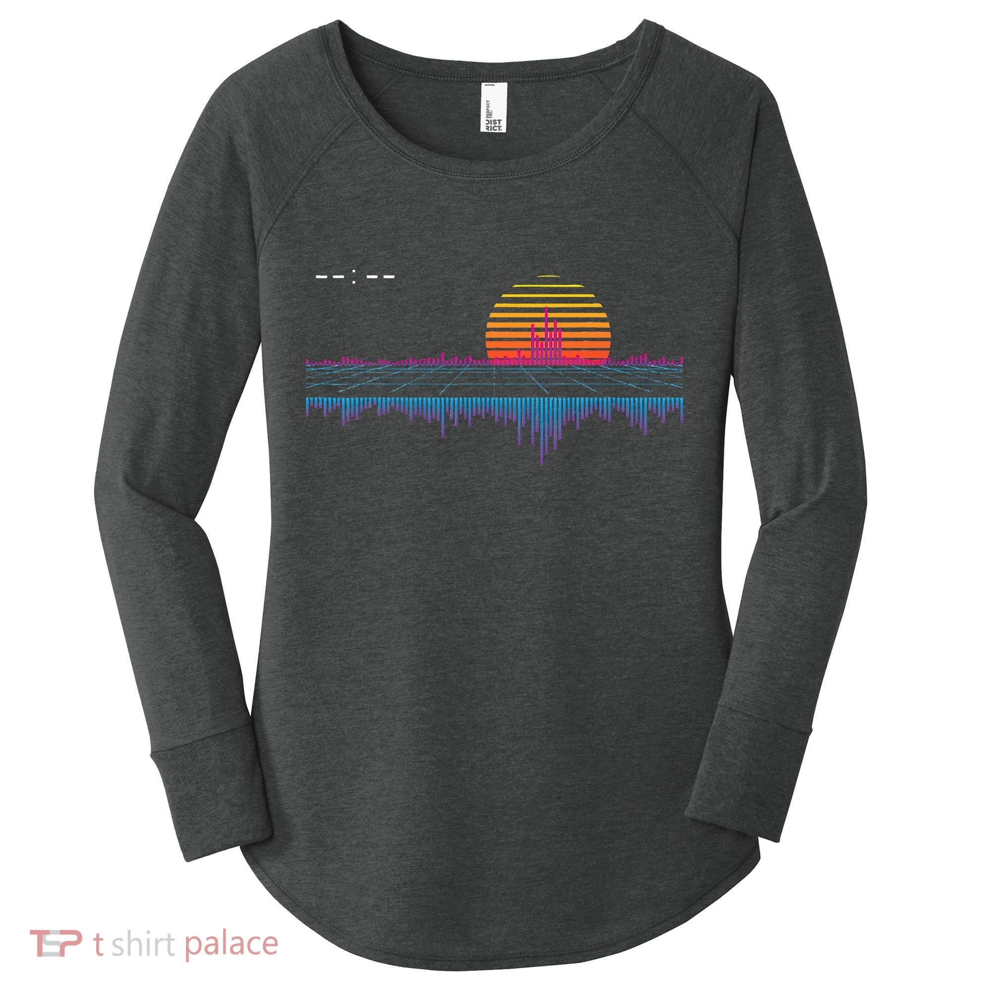 Retrowave Synthwave Vaporwave Sunset Aesthetic Women's Perfect Tri Tunic Long Sleeve Shirt