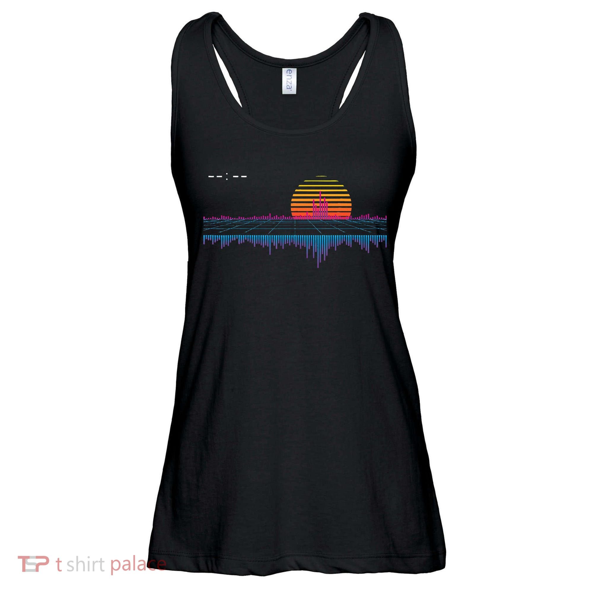 Retrowave Synthwave Vaporwave Sunset Aesthetic Ladies Essential Flowy Tank