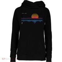 Retrowave Synthwave Vaporwave Sunset Aesthetic Womens Funnel Neck Pullover Hood thumb 0
