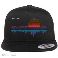 Retrowave Synthwave Vaporwave Sunset Aesthetic Flat Bill Trucker Hat thumb 0