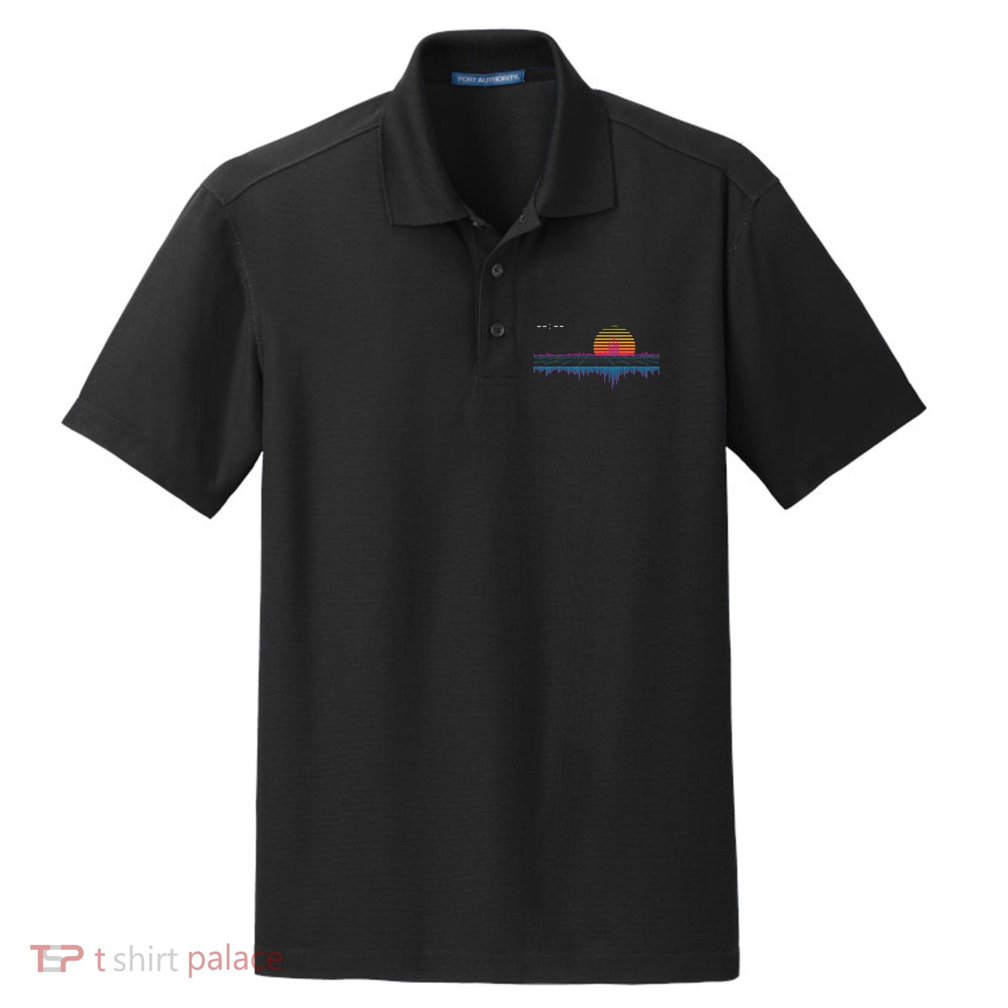 Retrowave Synthwave Vaporwave Sunset Aesthetic Dry Zone Grid Polo