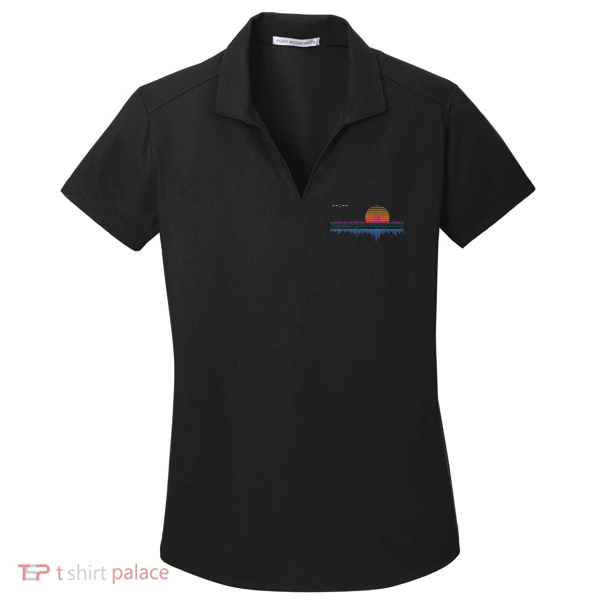 Retrowave Synthwave Vaporwave Sunset Aesthetic Women's Dry Zone Grid Polo