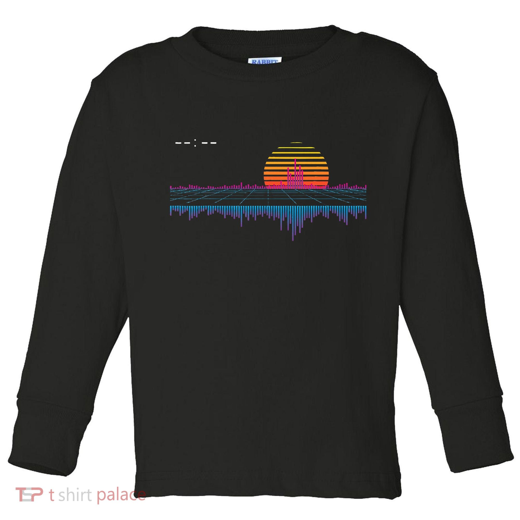 Retrowave Synthwave Vaporwave Sunset Aesthetic Toddler Long Sleeve Shirt
