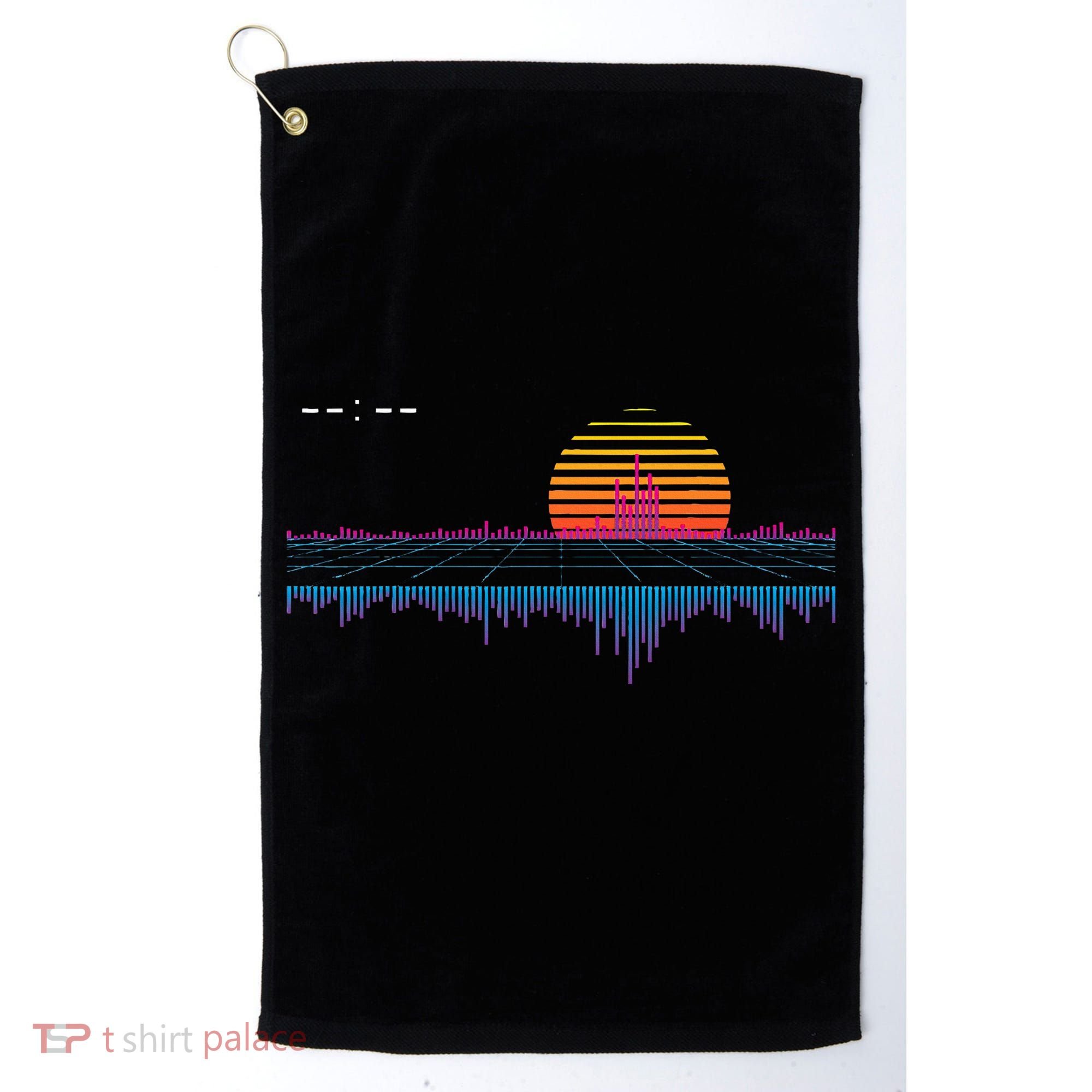 Retrowave Synthwave Vaporwave Sunset Aesthetic Golf Towel