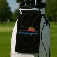 Retrowave Synthwave Vaporwave Sunset Aesthetic Golf Towel thumb 2