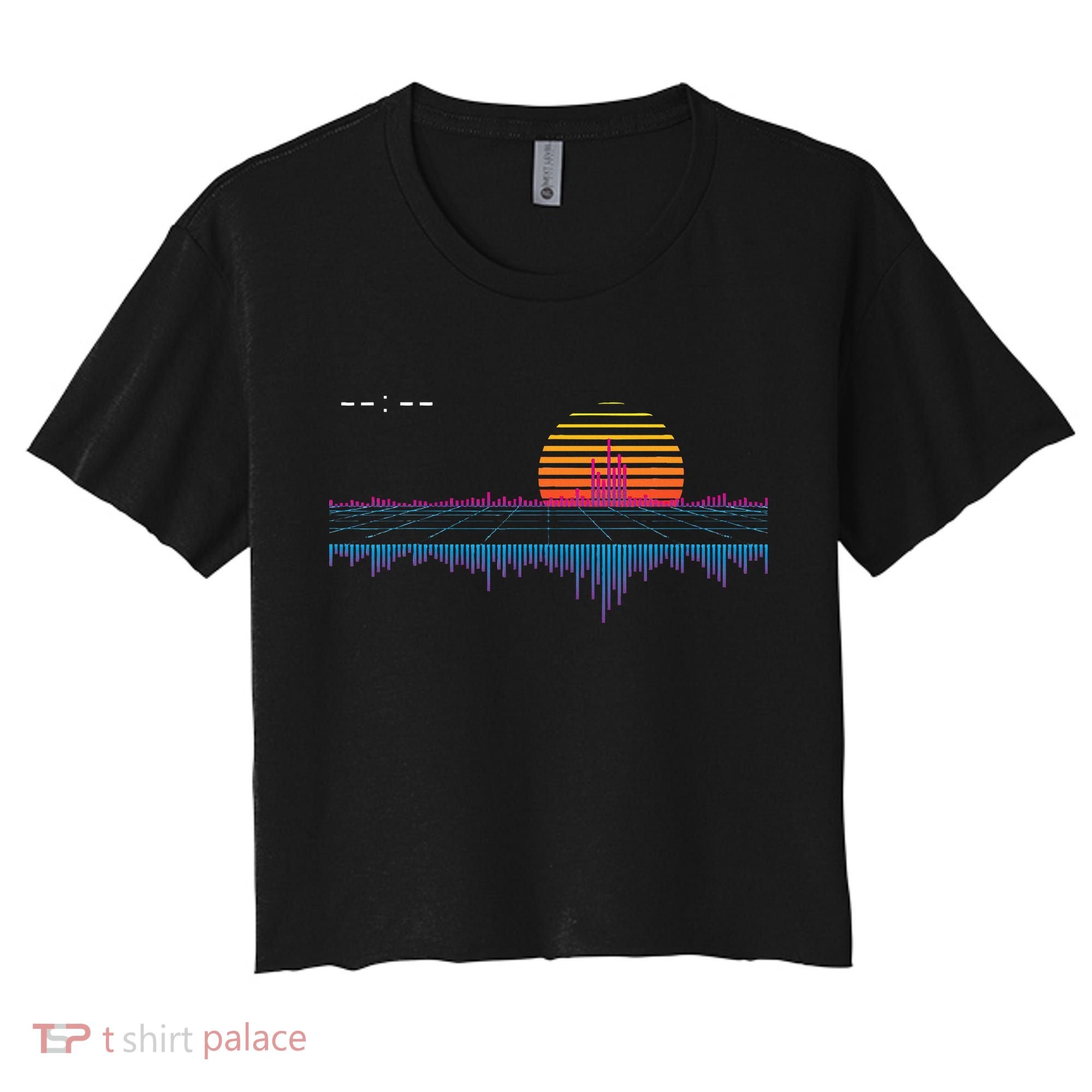 Retrowave Synthwave Vaporwave Sunset Aesthetic Women's Crop Top Tee