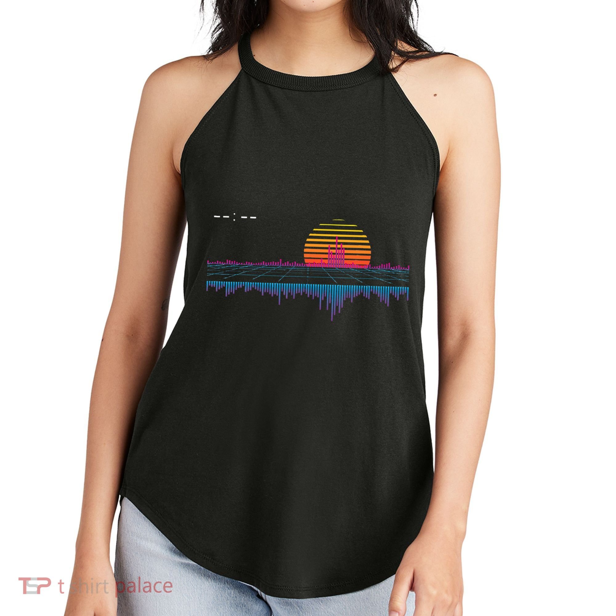 Retrowave Synthwave Vaporwave Sunset Aesthetic Women's Perfect Tri Rocker Tank