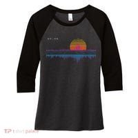 Retrowave Synthwave Vaporwave Sunset Aesthetic Women's Tri-Blend 3/4-Sleeve Raglan Shirt thumb 0