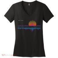 Retrowave Synthwave Vaporwave Sunset Aesthetic Women's V-Neck T-Shirt thumb 0