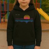 Retrowave Synthwave Vaporwave Sunset Aesthetic Kids Hoodie thumb 3