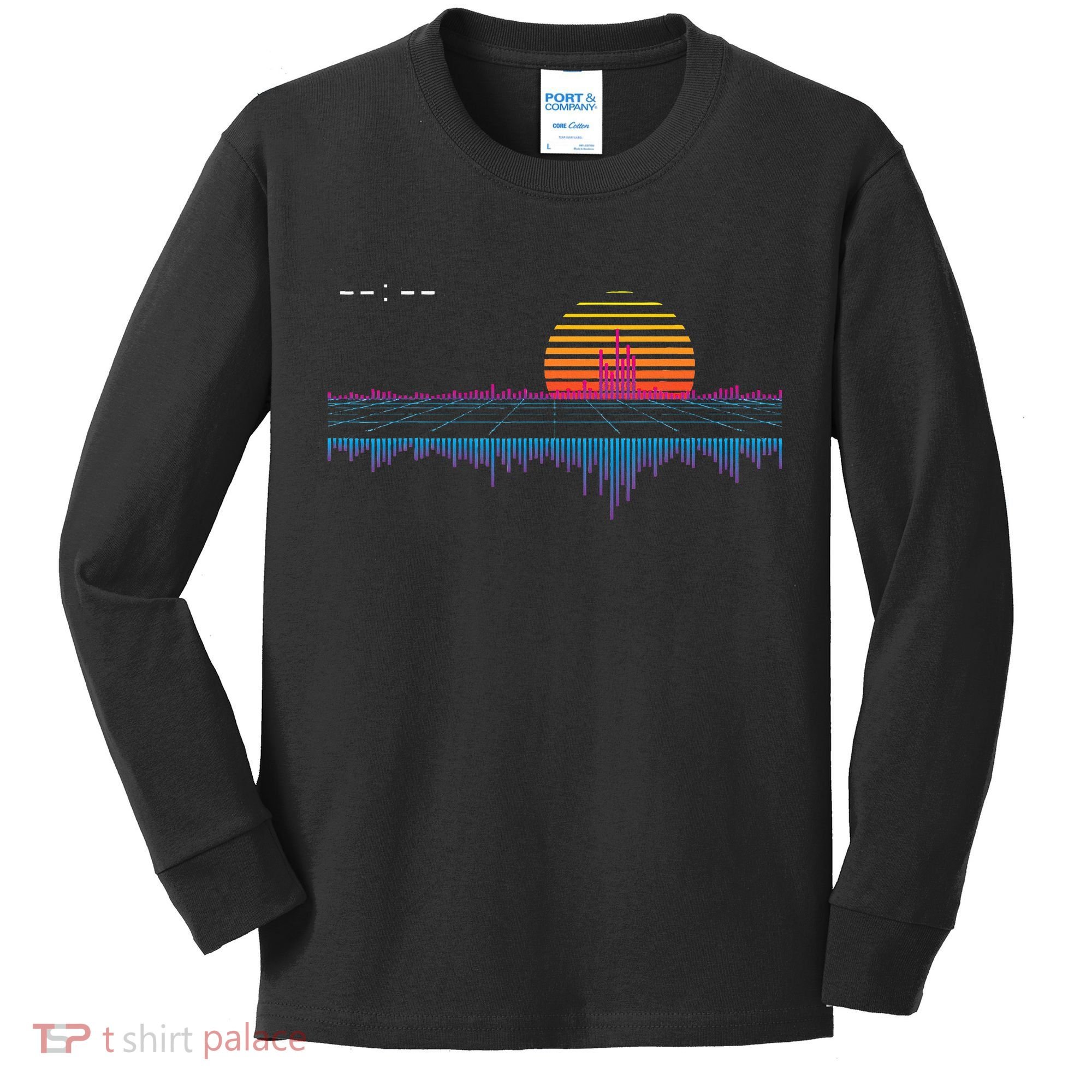 Retrowave Synthwave Vaporwave Sunset Aesthetic Kids Long Sleeve Shirt
