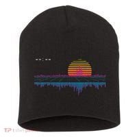 Retrowave Synthwave Vaporwave Sunset Aesthetic Short Acrylic Beanie thumb 0