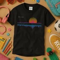Retrowave Synthwave Vaporwave Sunset Aesthetic Kids T-Shirt thumb 3