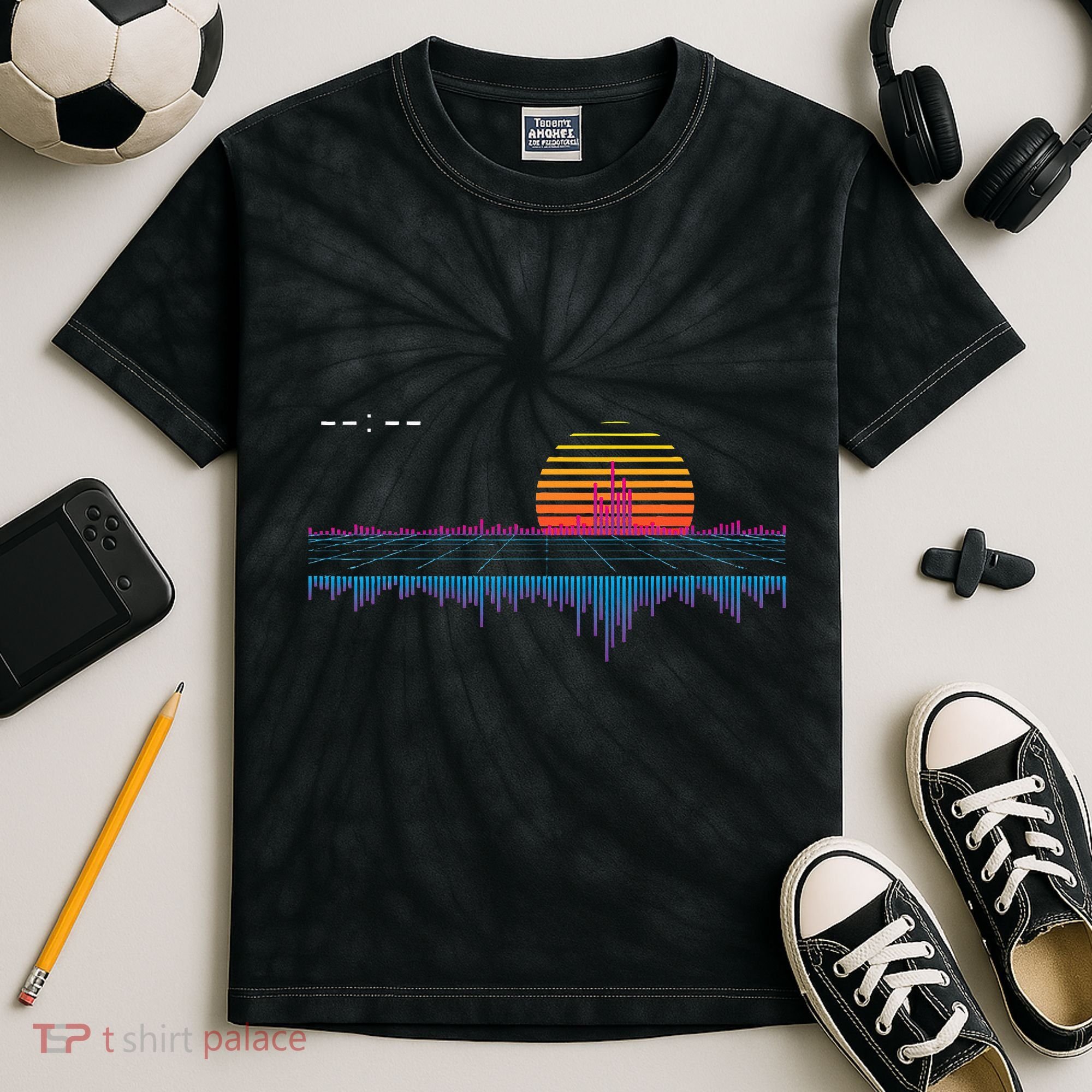 Retrowave Synthwave Vaporwave Sunset Aesthetic Kids Tie-Dye T-Shirt