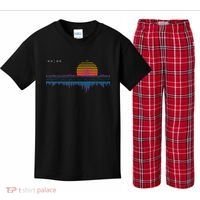 Retrowave Synthwave Vaporwave Sunset Aesthetic Kids Plaid Pajama Set thumb 0