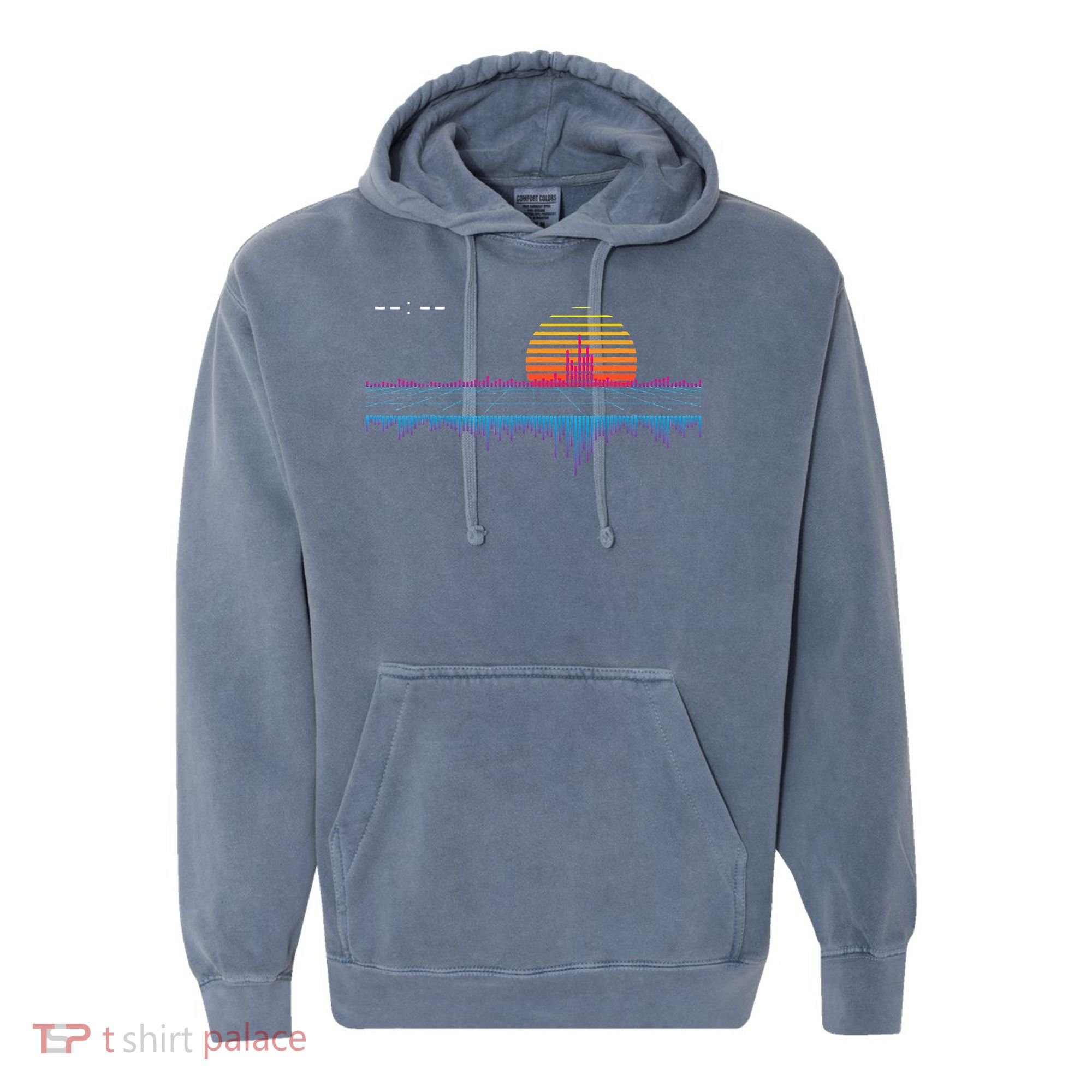 Retrowave Synthwave Vaporwave Sunset Aesthetic Comfort Colors Garment-Dyed Hooded Sweatshirt