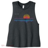 Retrowave Synthwave Vaporwave Sunset Aesthetic Women's Racerback Cropped Tank thumb 0
