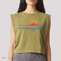 Retrowave Synthwave Vaporwave Sunset Aesthetic Garment-Dyed Women's Muscle Tee thumb 2