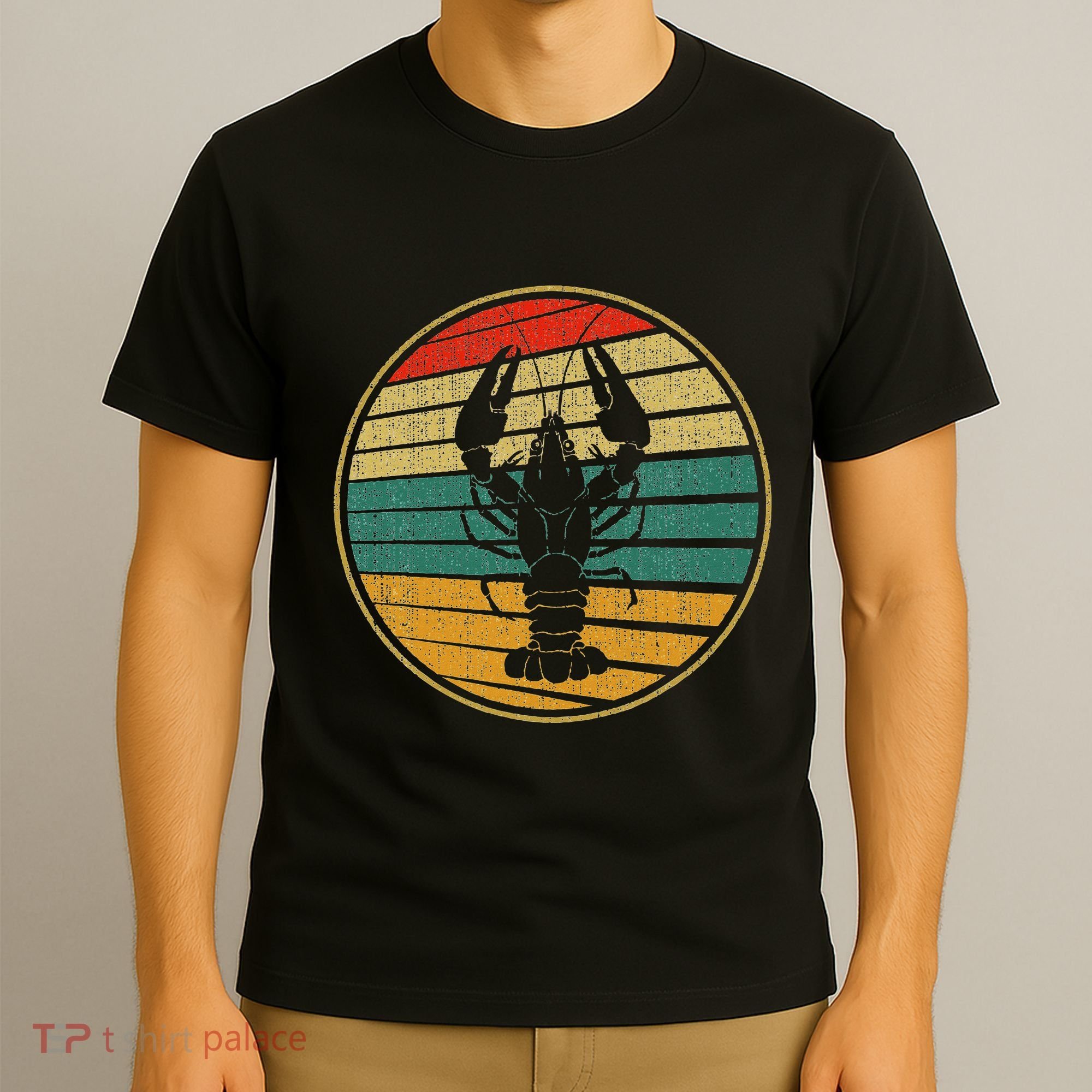 Retro Style Vintage Sea Crawfish Lobster Silhouette 60s 70s T-Shirt
