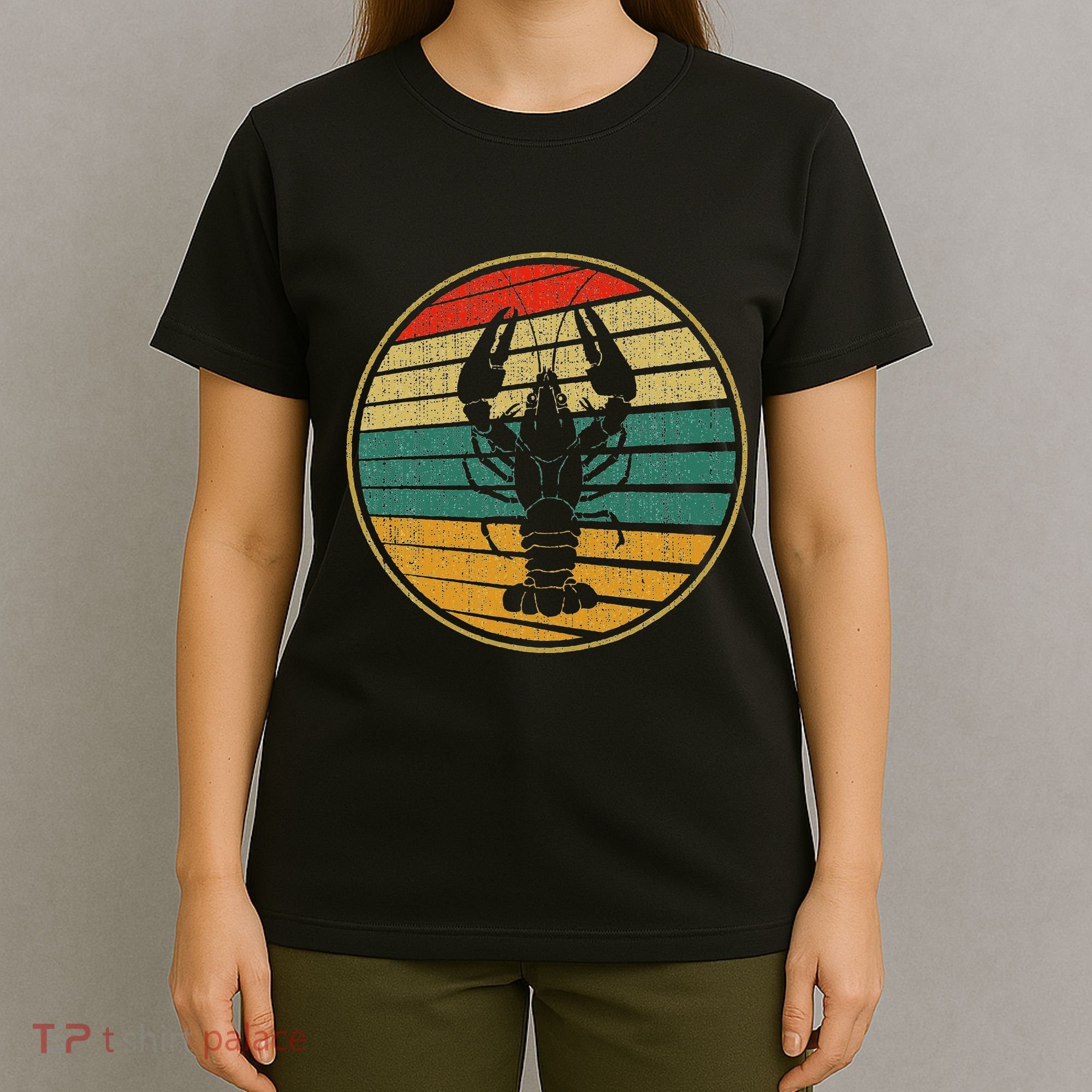 Retro Style Vintage Sea Crawfish Lobster Silhouette 60s 70s T-Shirt
