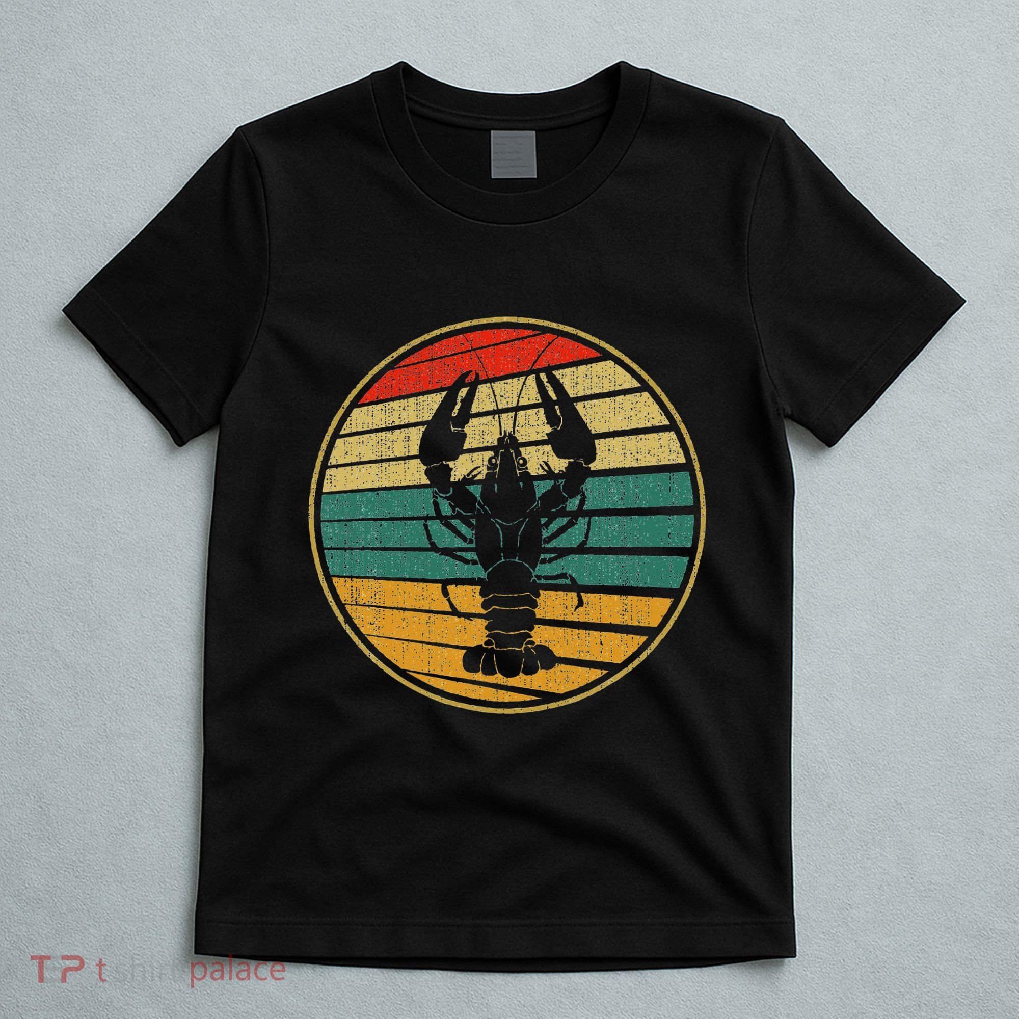 Retro Style Vintage Sea Crawfish Lobster Silhouette 60s 70s T-Shirt