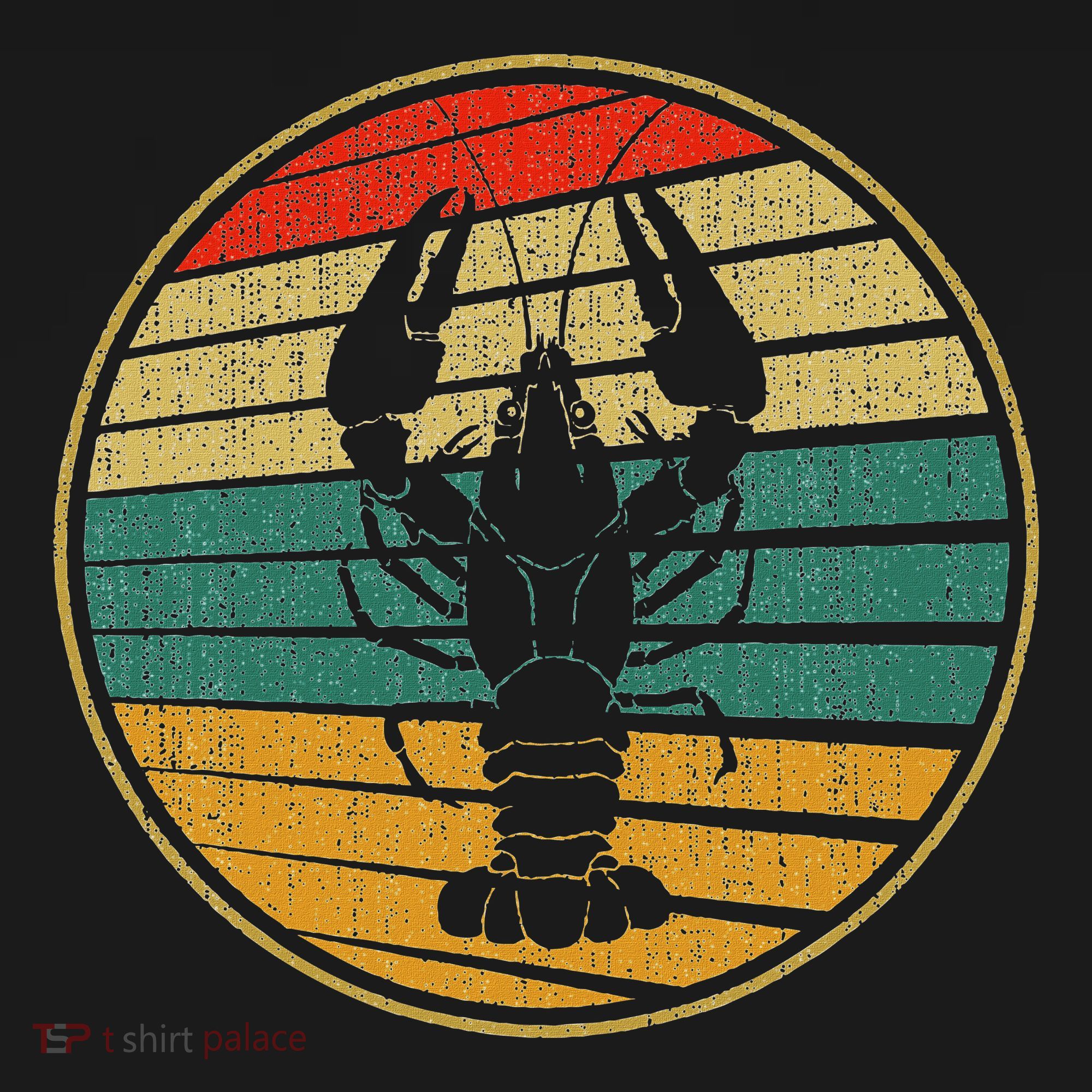 Retro Style Vintage Sea Crawfish Lobster Silhouette 60s 70s T-Shirt