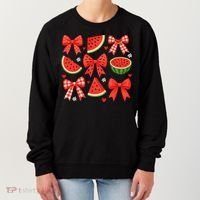 Retro Summer Vibes Coquette Bow Watermelon Summer Vacation Women's Sweatshirt thumb 0