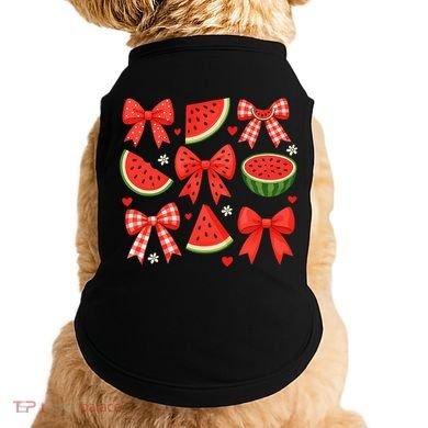 Retro Summer Vibes Coquette Bow Watermelon Summer Vacation Doggie Tank