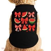 Retro Summer Vibes Coquette Bow Watermelon Summer Vacation Doggie Tank thumb 0