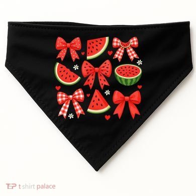 Retro Summer Vibes Coquette Bow Watermelon Summer Vacation USA-Made Doggie Bandana