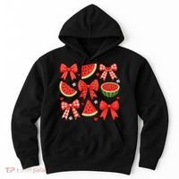 Retro Summer Vibes Coquette Bow Watermelon Summer Vacation Hoodie thumb 0