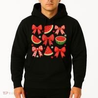 Retro Summer Vibes Coquette Bow Watermelon Summer Vacation Hoodie thumb 2