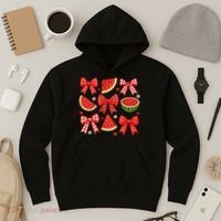 Retro Summer Vibes Coquette Bow Watermelon Summer Vacation Hoodie thumb 3