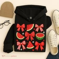 Retro Summer Vibes Coquette Bow Watermelon Summer Vacation Hoodie thumb 4