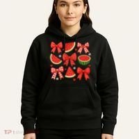 Retro Summer Vibes Coquette Bow Watermelon Summer Vacation Hoodie thumb 5