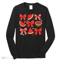 Retro Summer Vibes Coquette Bow Watermelon Summer Vacation Long Sleeve Shirt thumb 0