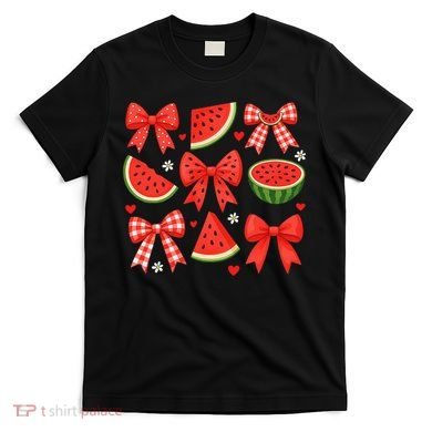 Retro Summer Vibes Coquette Bow Watermelon Summer Vacation T-Shirt